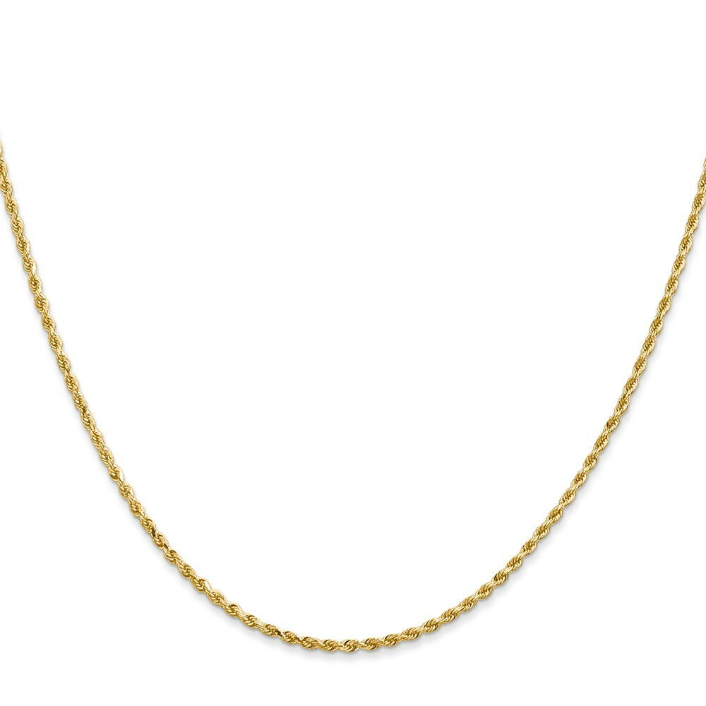 14K Yellow Gold 1.5mm Diamond-cut Rope with Lobster Clasp Chain Necklace  Length 16'' inches