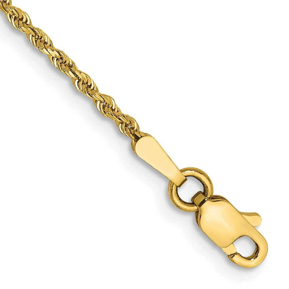 14K Yellow Gold 1.5mm Diamond-cut Rope with Lobster Clasp Chain Bracelet  Length 6'' inches