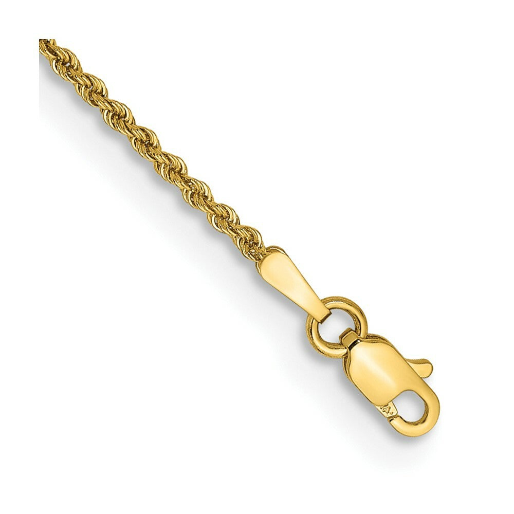 14K Yellow Gold 1.5mm Handmade Regular Rope Chain Bracelet  Length 6'' inches