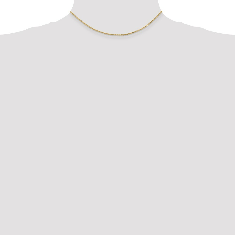 14K Yellow Gold 1.5mm Handmade Regular Rope Chain Necklace  Length 14'' inches