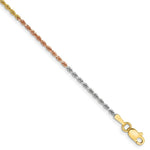 Load image into Gallery viewer, 14K Tri-Color Gold 1.5mm Diamond-cut Rope Chain Anklet  Length 9'' inches
