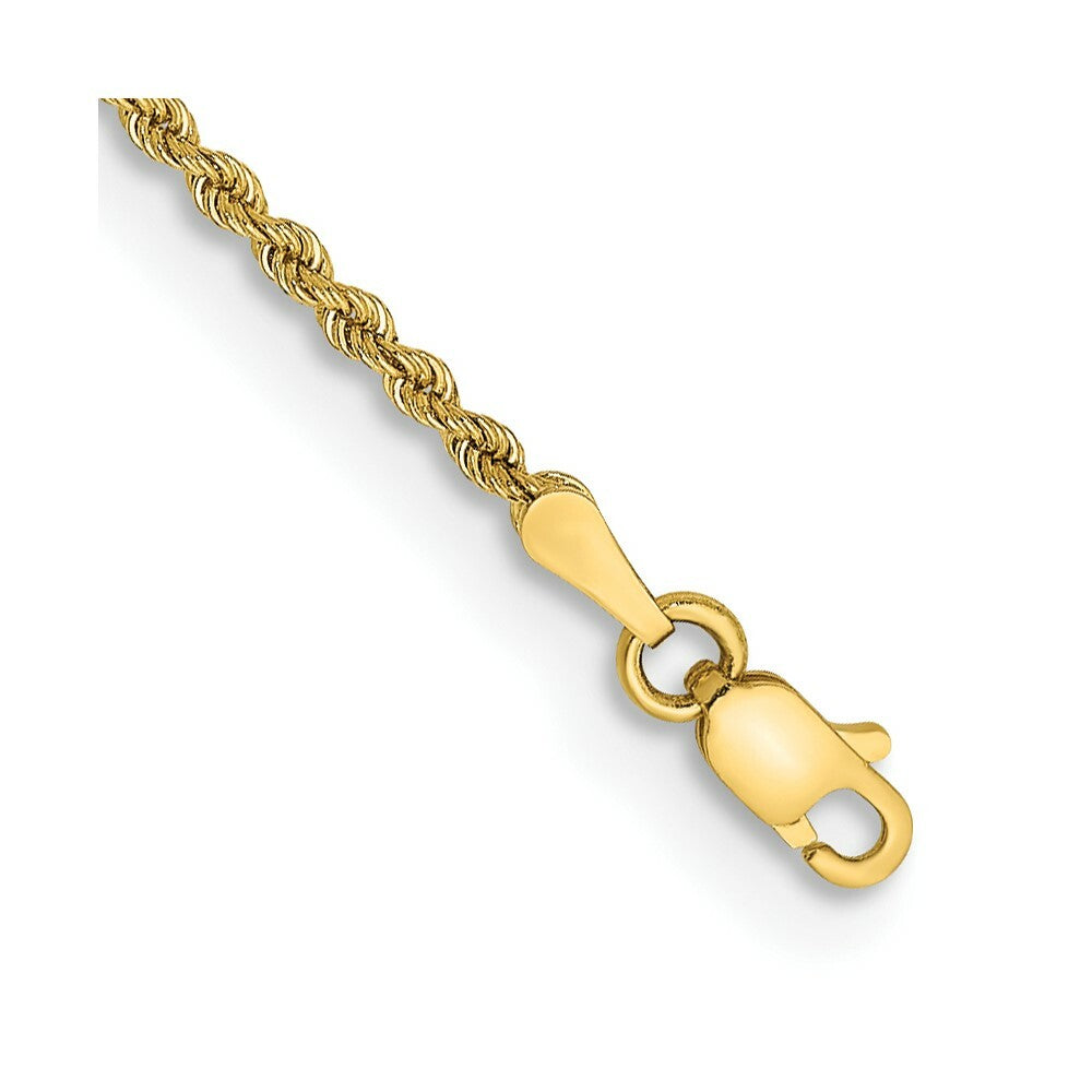 14K Yellow Gold 2mm Handmade Regular Rope Chain Bracelet  Length 6'' inches