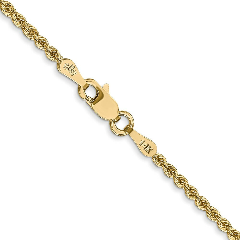 14K Yellow Gold 2mm Handmade Regular Rope Chain Necklace  Length 14'' inches