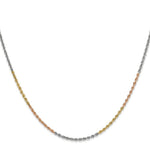Load image into Gallery viewer, 14K Tri-Color Gold 1.8mm Diamond-cut Rope Chain Necklace  Length 16'' inches
