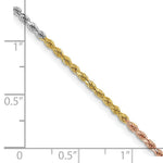 Load image into Gallery viewer, 14K Tri-Color Gold 1.8mm Diamond-cut Rope Chain Necklace  Length 16'' inches
