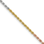 Load image into Gallery viewer, 14K Tri-Color Gold 1.8mm Diamond-cut Rope Chain Necklace  Length 16'' inches
