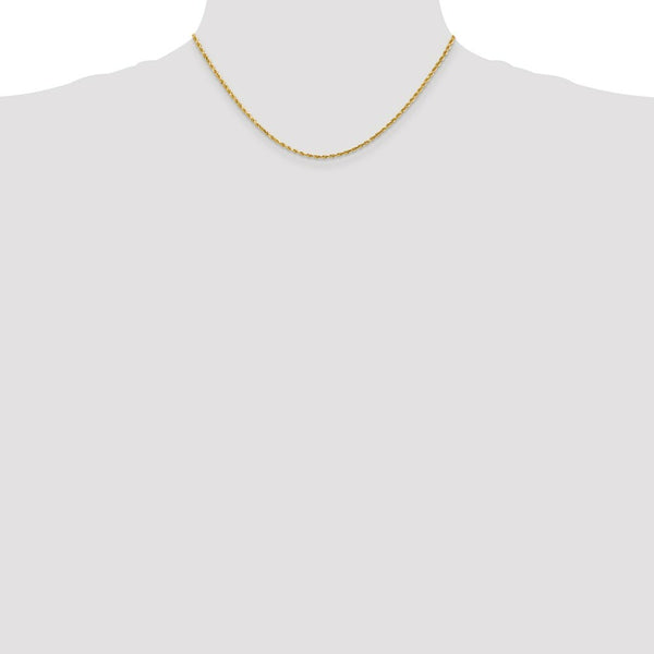 14K Yellow Gold 2mm Diamond-cut Rope with Lobster Clasp Chain Necklace  Length 16'' inches