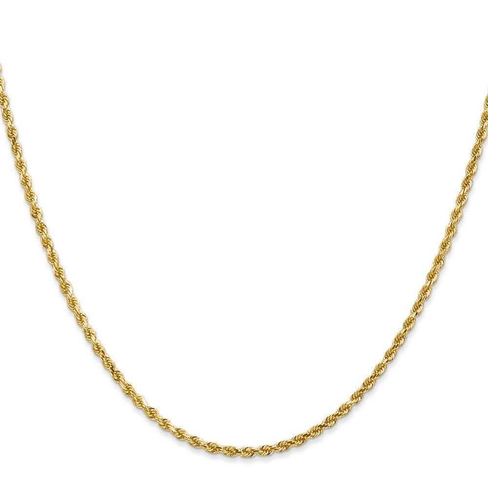 14K Yellow Gold 2mm Diamond-cut Rope with Lobster Clasp Chain Necklace  Length 16'' inches