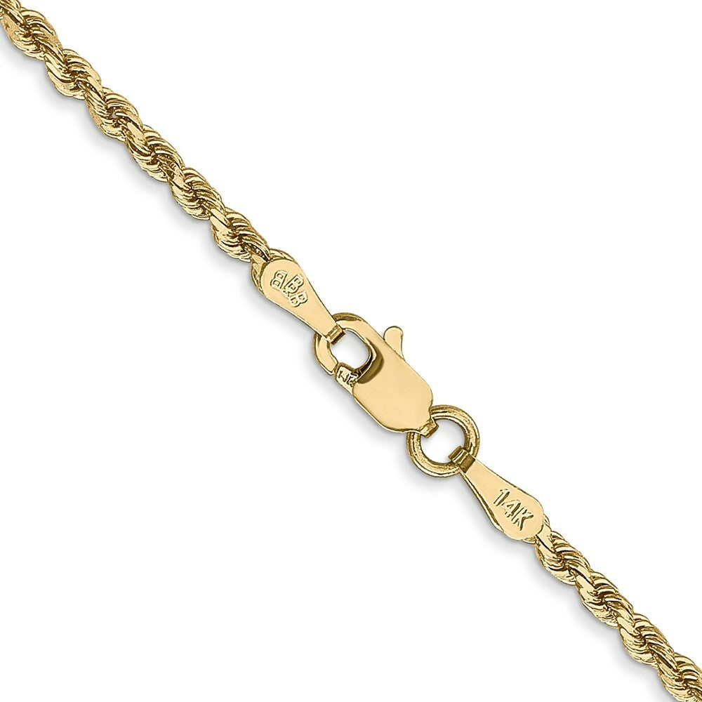 14K Yellow Gold 2mm Diamond-cut Rope with Lobster Clasp Chain Necklace  Length 16'' inches