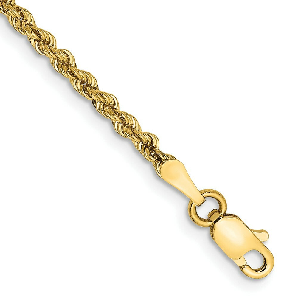 14K Yellow Gold 2.25mm Handmade Regular Rope Chain Anklet Bracelet  Length 10'' inches