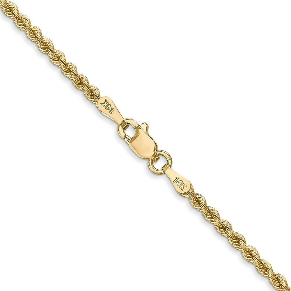 14K Yellow Gold 2.25mm Handmade Regular Rope Chain Necklace  Length 16'' inches