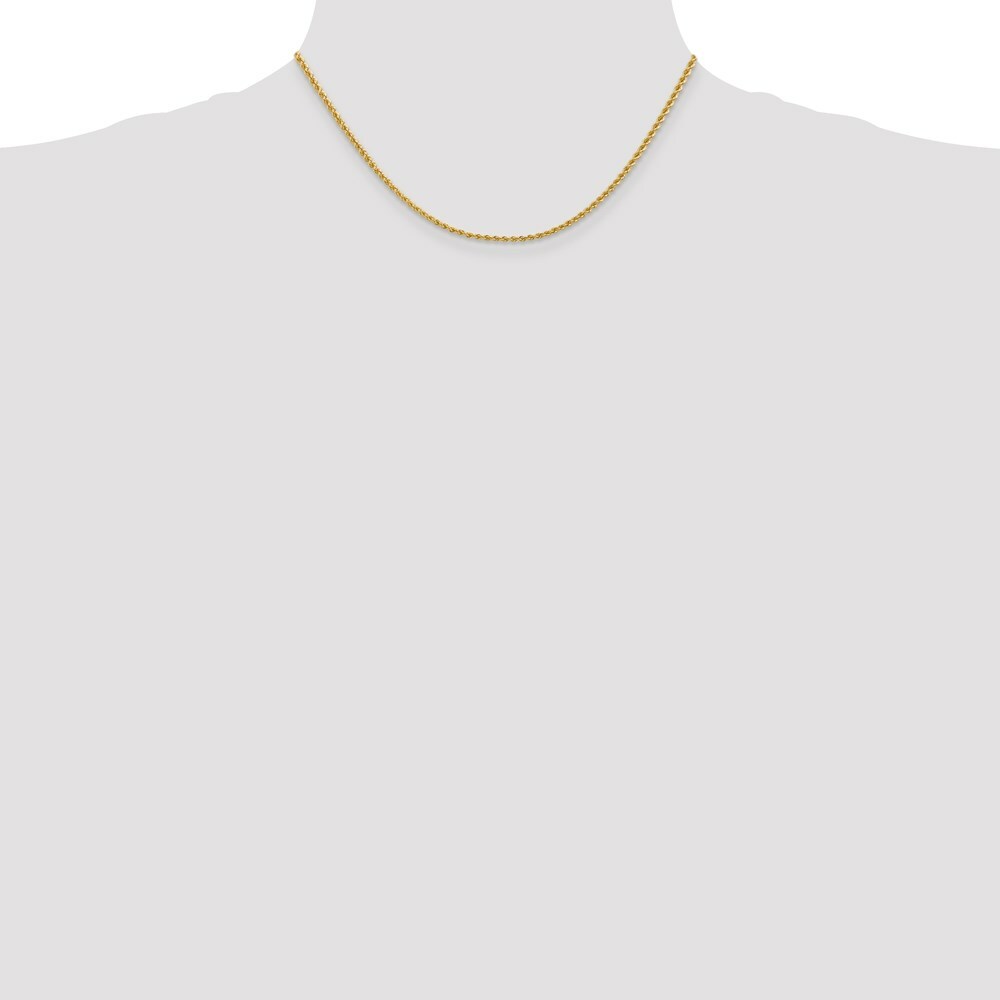 14K Yellow Gold 2.25mm Handmade Regular Rope Chain Necklace  Length 16'' inches