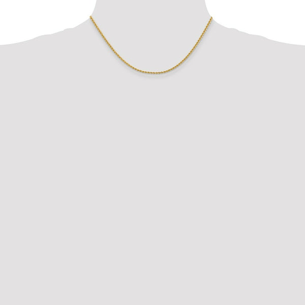 14K Yellow Gold 2.25mm Handmade Regular Rope Chain Necklace  Length 16'' inches