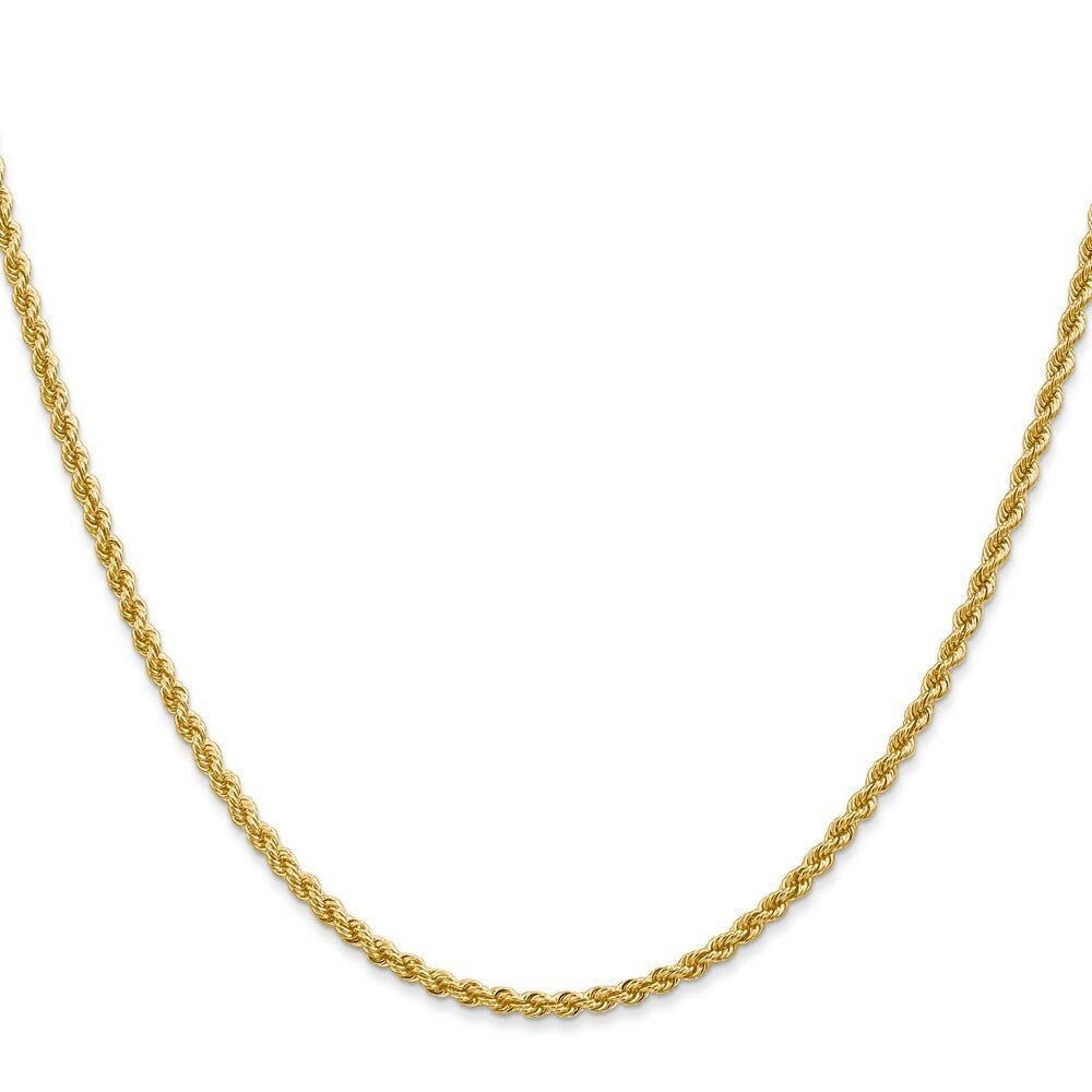 14K Yellow Gold 2.25mm Handmade Regular Rope Chain Necklace  Length 16'' inches