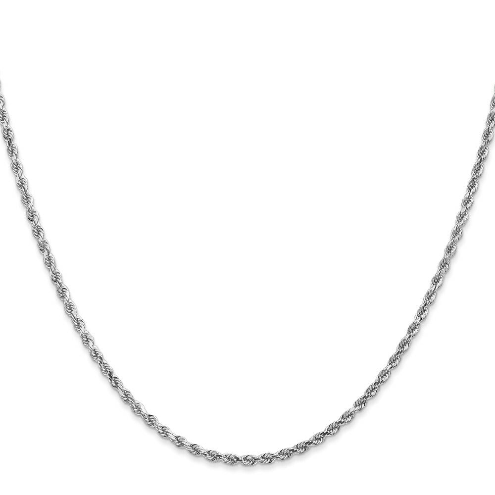 14K White Gold 2mm Diamond-cut Rope Chain Necklace  Length 14'' inches