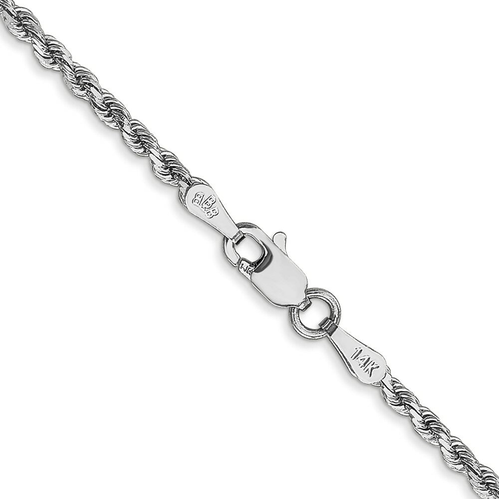 14K White Gold 2mm Diamond-cut Rope Chain Necklace  Length 14'' inches