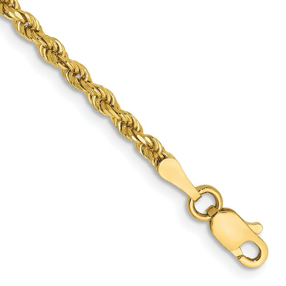 14K Yellow Gold 2.25mm Diamond-cut Rope with Lobster Clasp Chain Anklet Bracelet  Length 9'' inches