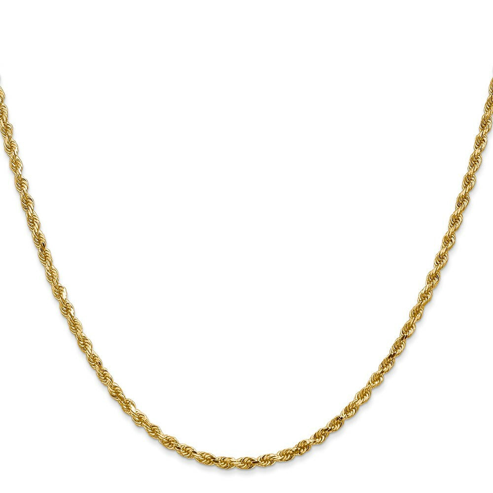 14K Yellow Gold 2.25mm Diamond-cut Rope with Lobster Clasp Chain Necklace  Length 16'' inches