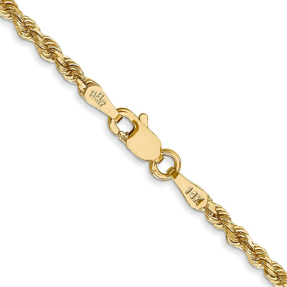 14K Yellow Gold 2.25mm Diamond-cut Rope with Lobster Clasp Chain Necklace  Length 16'' inches