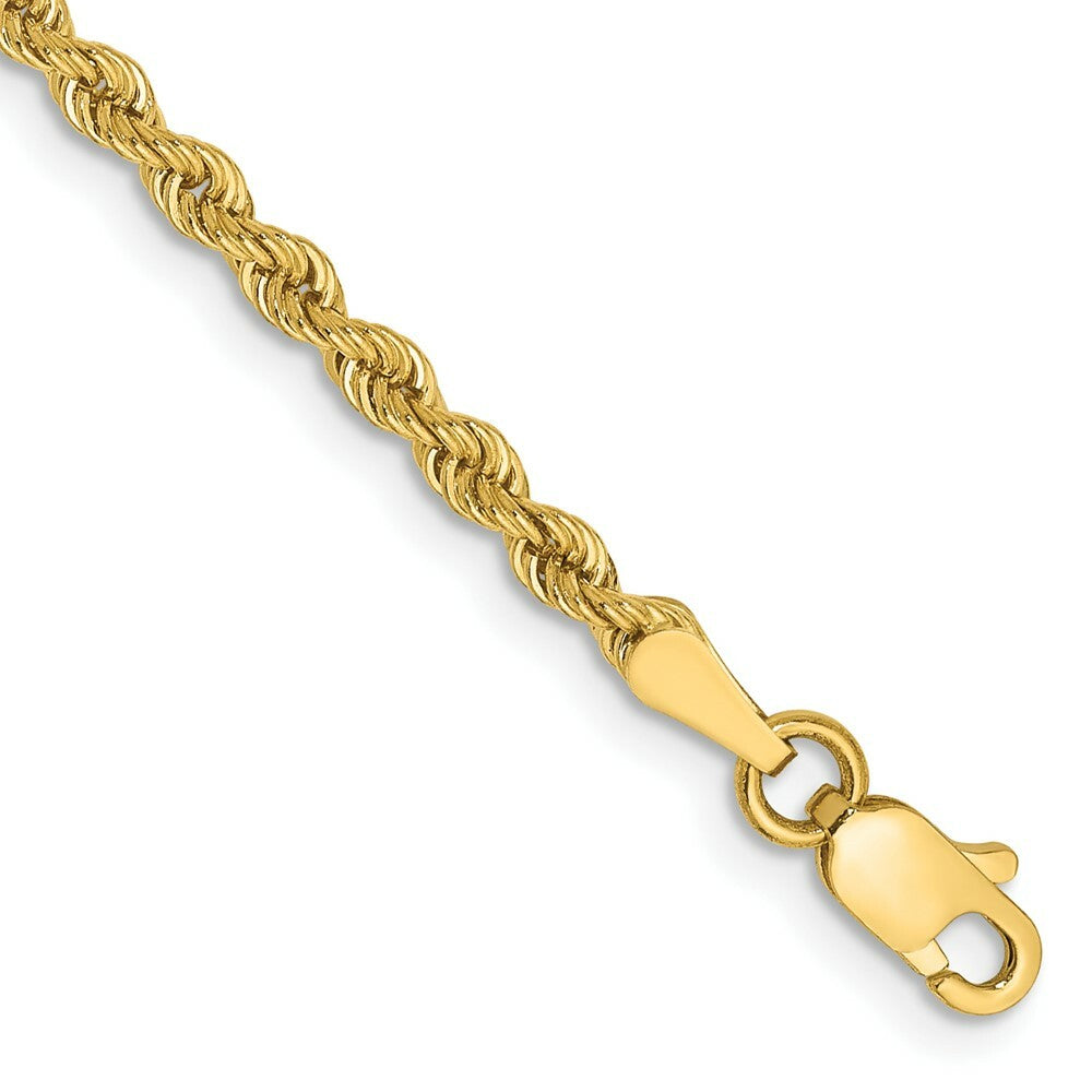 14K Yellow Gold 2.5mm Handmade Regular Rope Chain Anklet Bracelet  Length 10'' inches