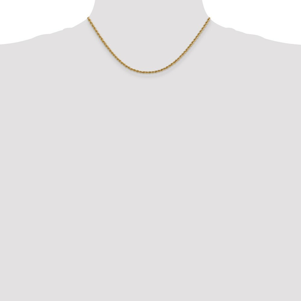 14K Yellow Gold 2.5mm Handmade Regular Rope Chain Necklace  Length 16'' inches
