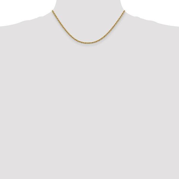 14K Yellow Gold 2.5mm Handmade Regular Rope Chain Necklace  Length 16'' inches