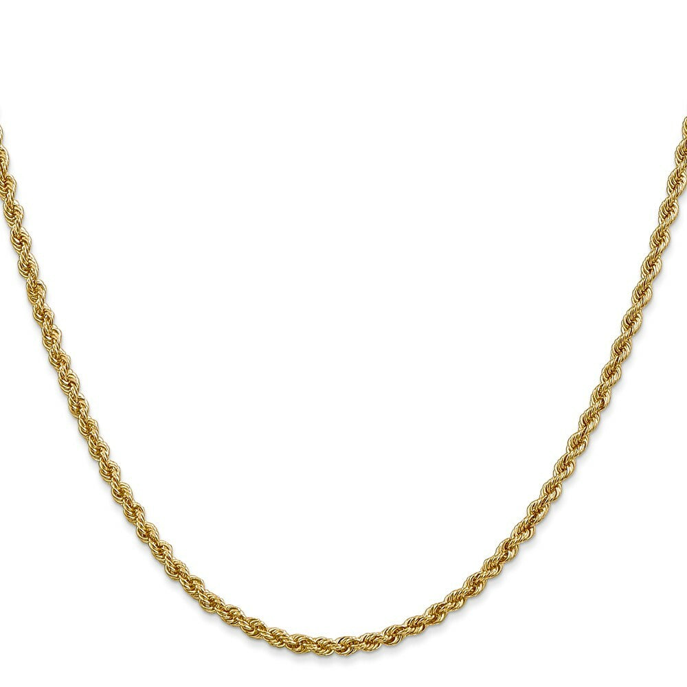 14K Yellow Gold 2.5mm Handmade Regular Rope Chain Necklace  Length 16'' inches