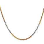 Load image into Gallery viewer, 14K Tri-Color Gold 2.5mm Diamond-cut Rope Chain Necklace  Length 16'' inches
