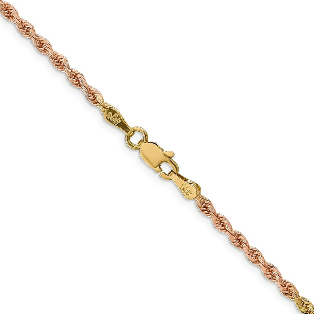 14K Tri-Color Gold 2.5mm Diamond-cut Rope Chain Necklace  Length 16'' inches