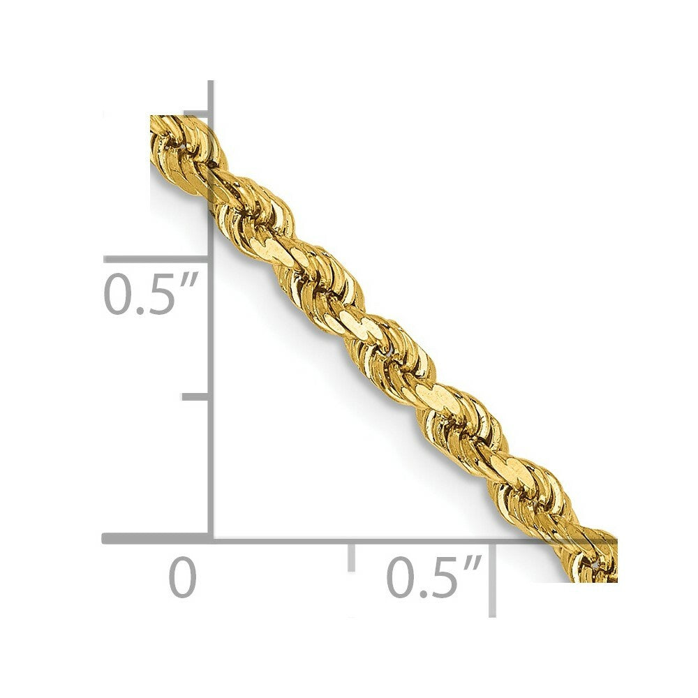 14K Yellow Gold 2.75mm Diamond-cut Rope with Lobster Clasp Chain Necklace  Length 16'' inches
