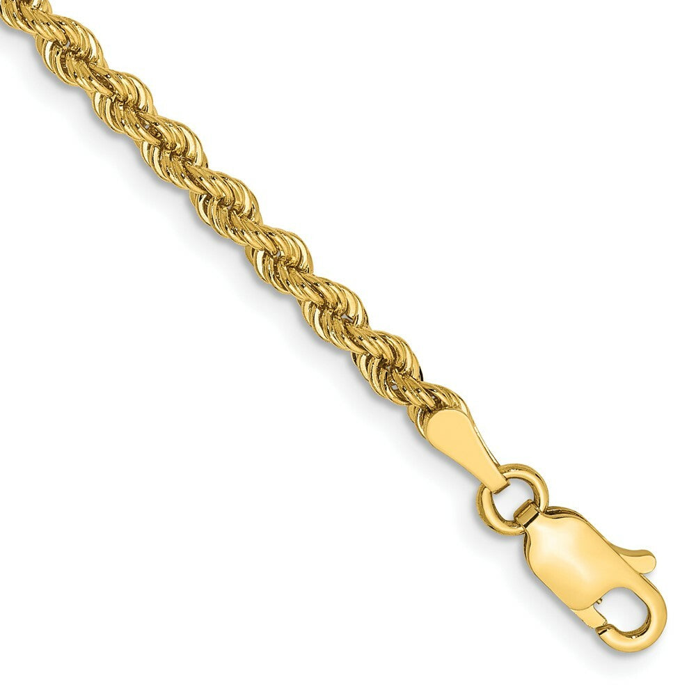 14K Yellow Gold 2.75mm Handmade Regular Rope Chain Bracelet  Length 7'' inches