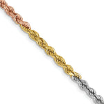 Load image into Gallery viewer, 14K Tri-Color Gold 2.9mm Diamond-cut Rope Chain Necklace  Length 18'' inches
