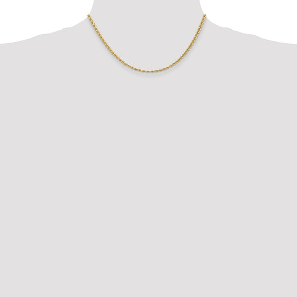 14K Yellow Gold 3.2mm Diamond-cut Rope with Lobster Clasp Chain Necklace  Length 16'' inches