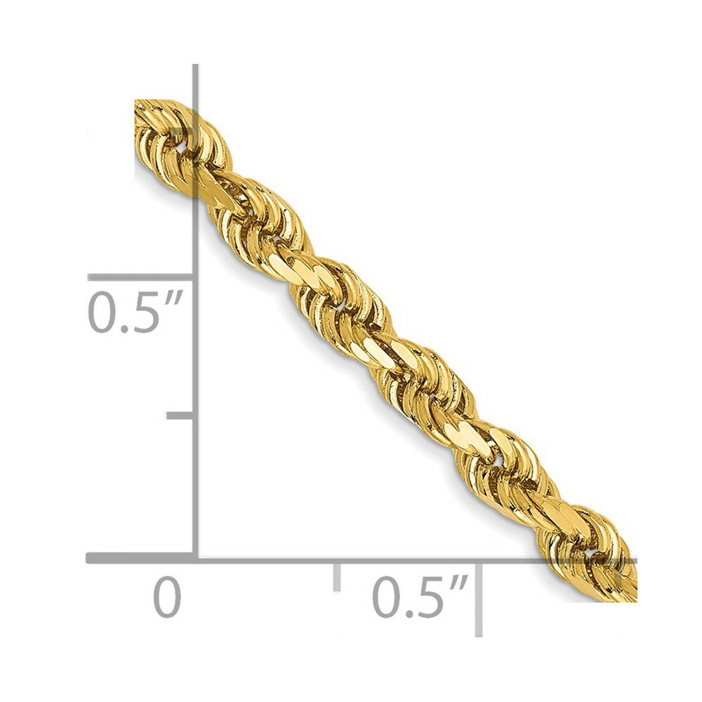 14K Yellow Gold 3.2mm Diamond-cut Rope with Lobster Clasp Chain Necklace  Length 16'' inches