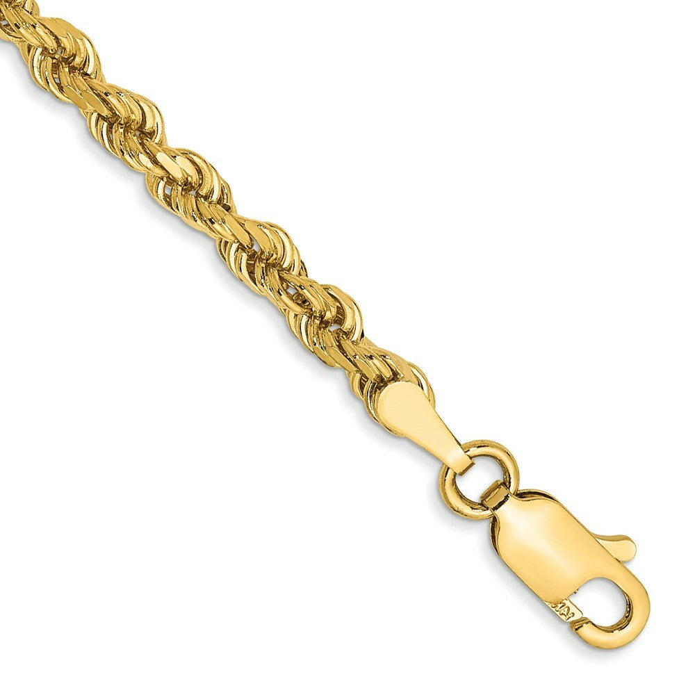 14K Yellow Gold 3.2mm Diamond-cut Rope with Lobster Clasp Chain Bracelet  Length 7'' inches