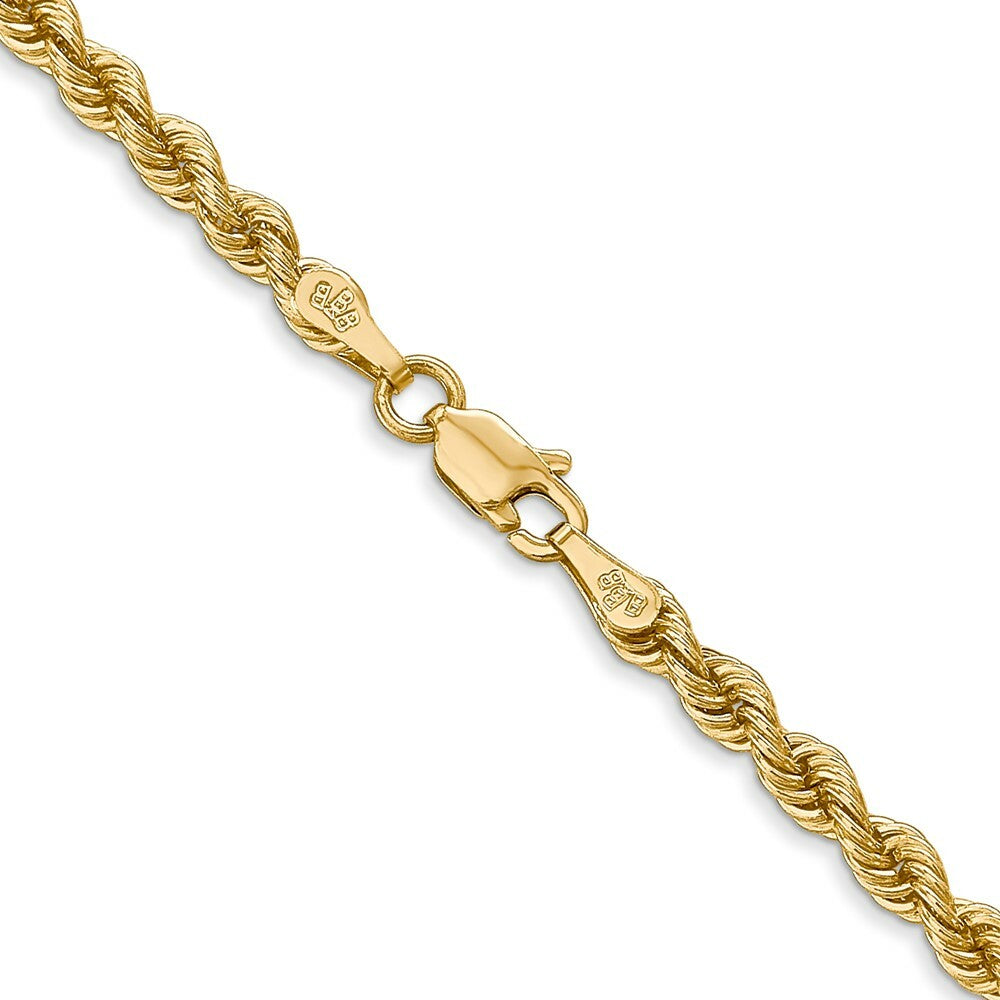 14K Yellow Gold 3mm Handmade Regular Rope Chain Necklace  Length 16'' inches