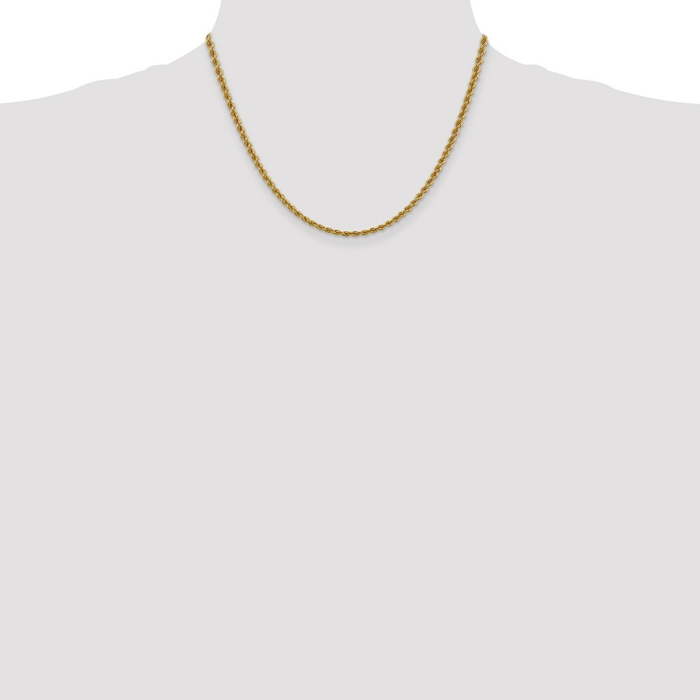 14K Yellow Gold 3mm Handmade Regular Rope Chain Necklace  Length 16'' inches
