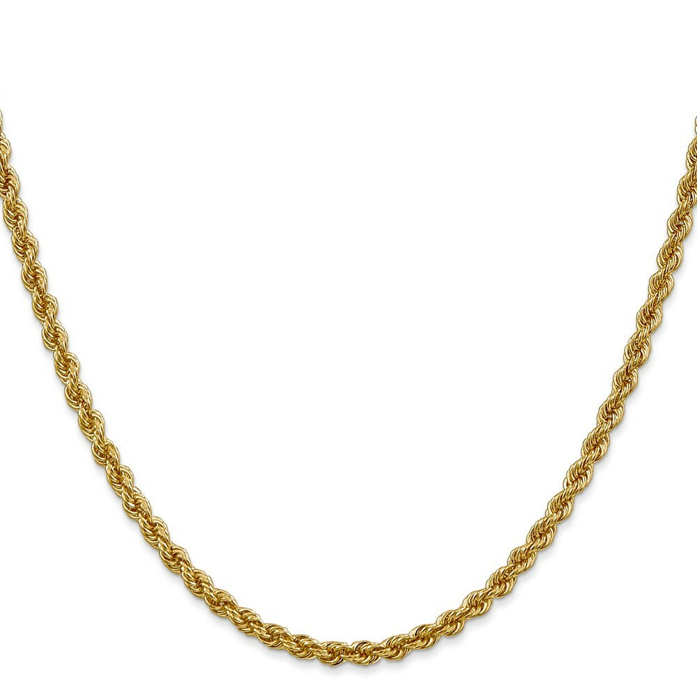 14K Yellow Gold 3mm Handmade Regular Rope Chain Necklace  Length 16'' inches