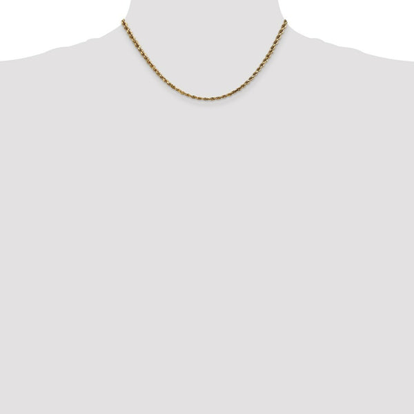 14K Yellow Gold 3.5mm Diamond-cut Rope with Lobster Clasp Chain Necklace  Length 16'' inches