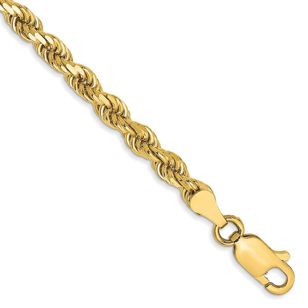 14K Yellow Gold 3.5mm Diamond-cut Rope with Lobster Clasp Chain Bracelet  Length 7'' inches