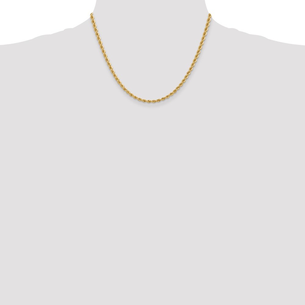14K Yellow Gold 3.65mm Handmade Regular Rope Chain Necklace  Length 18'' inches