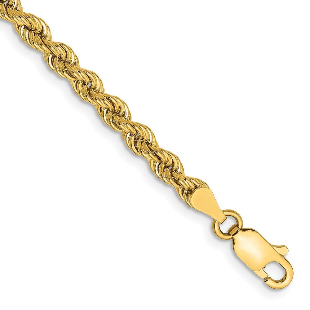 14K Yellow Gold 3.65mm Handmade Regular Rope Chain Bracelet  Length 7'' inches