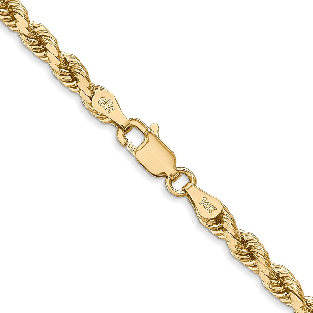 14K Yellow Gold 4mm Diamond-cut Rope with Lobster Clasp Chain Necklace  Length 16'' inches