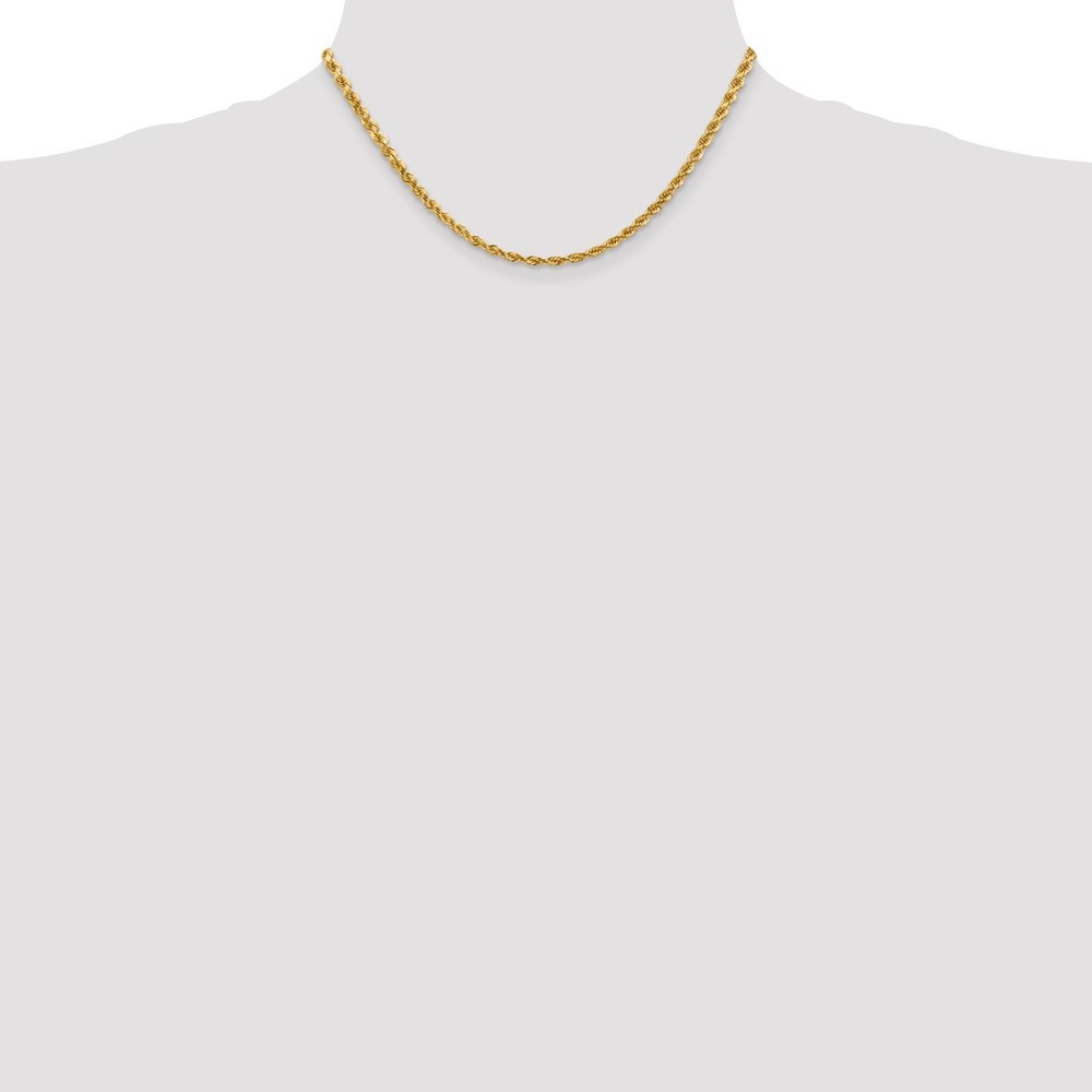 14K Yellow Gold 4mm Diamond-cut Rope with Lobster Clasp Chain Necklace  Length 16'' inches