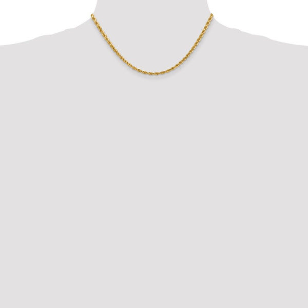 14K Yellow Gold 4mm Diamond-cut Rope with Lobster Clasp Chain Necklace  Length 16'' inches