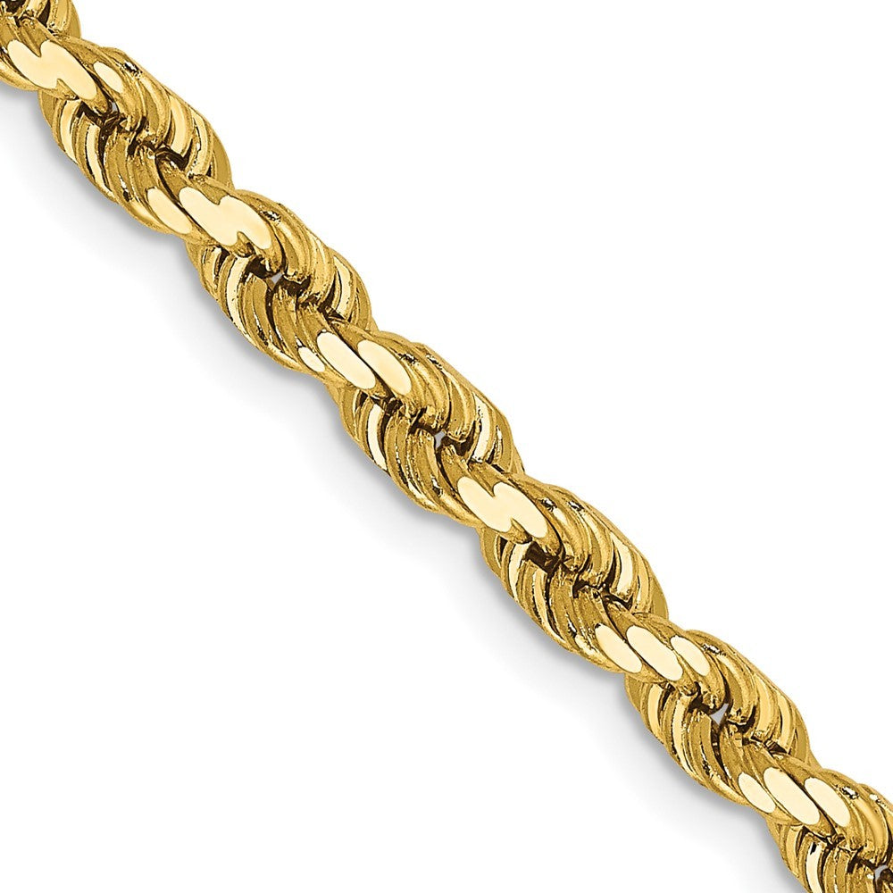 14K Yellow Gold 4mm Diamond-cut Rope with Lobster Clasp Chain Necklace  Length 16'' inches