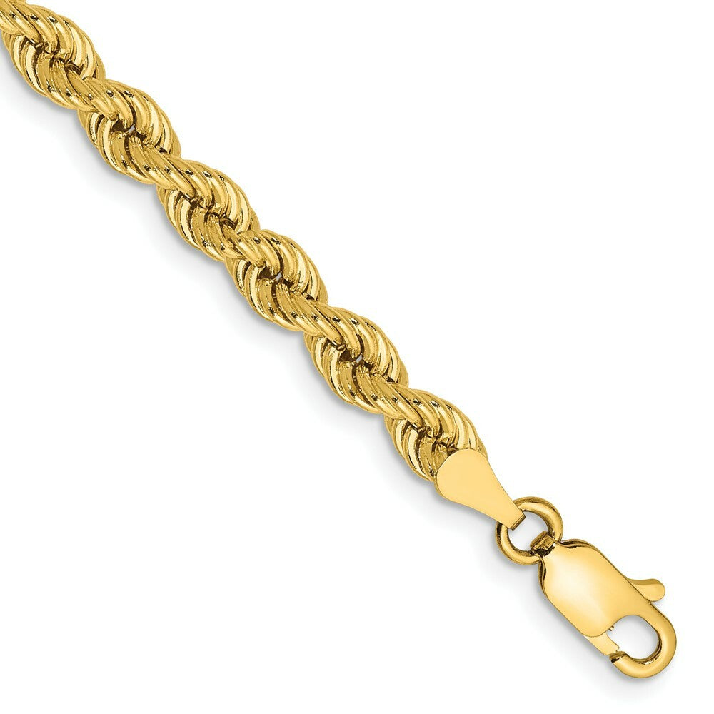 14K Yellow Gold 4mm Handmade Regular Rope Chain Bracelet  Length 7'' inches