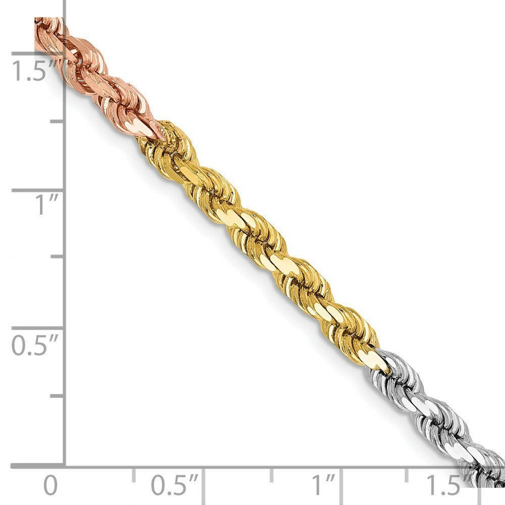14K Tri-Color Gold 4mm Diamond-cut Rope Chain Necklace  Length 18'' inches