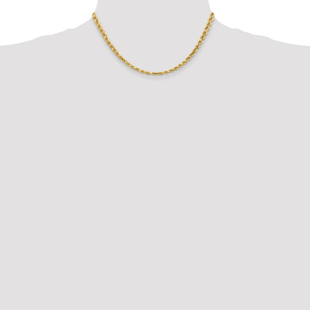 14K Yellow Gold 5mm Diamond-cut Rope with Lobster Clasp Chain Necklace  Length 16'' inches