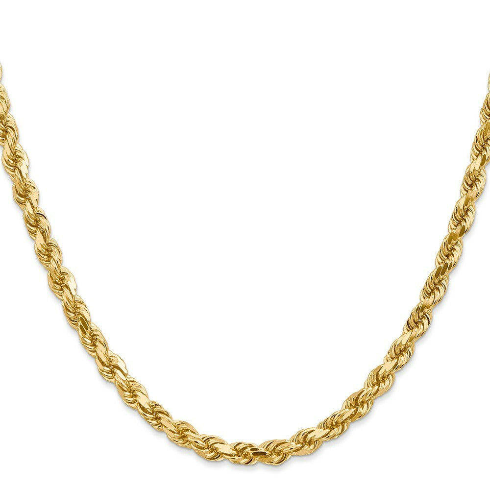 14K Yellow Gold 5mm Diamond-cut Rope with Lobster Clasp Chain Necklace  Length 16'' inches